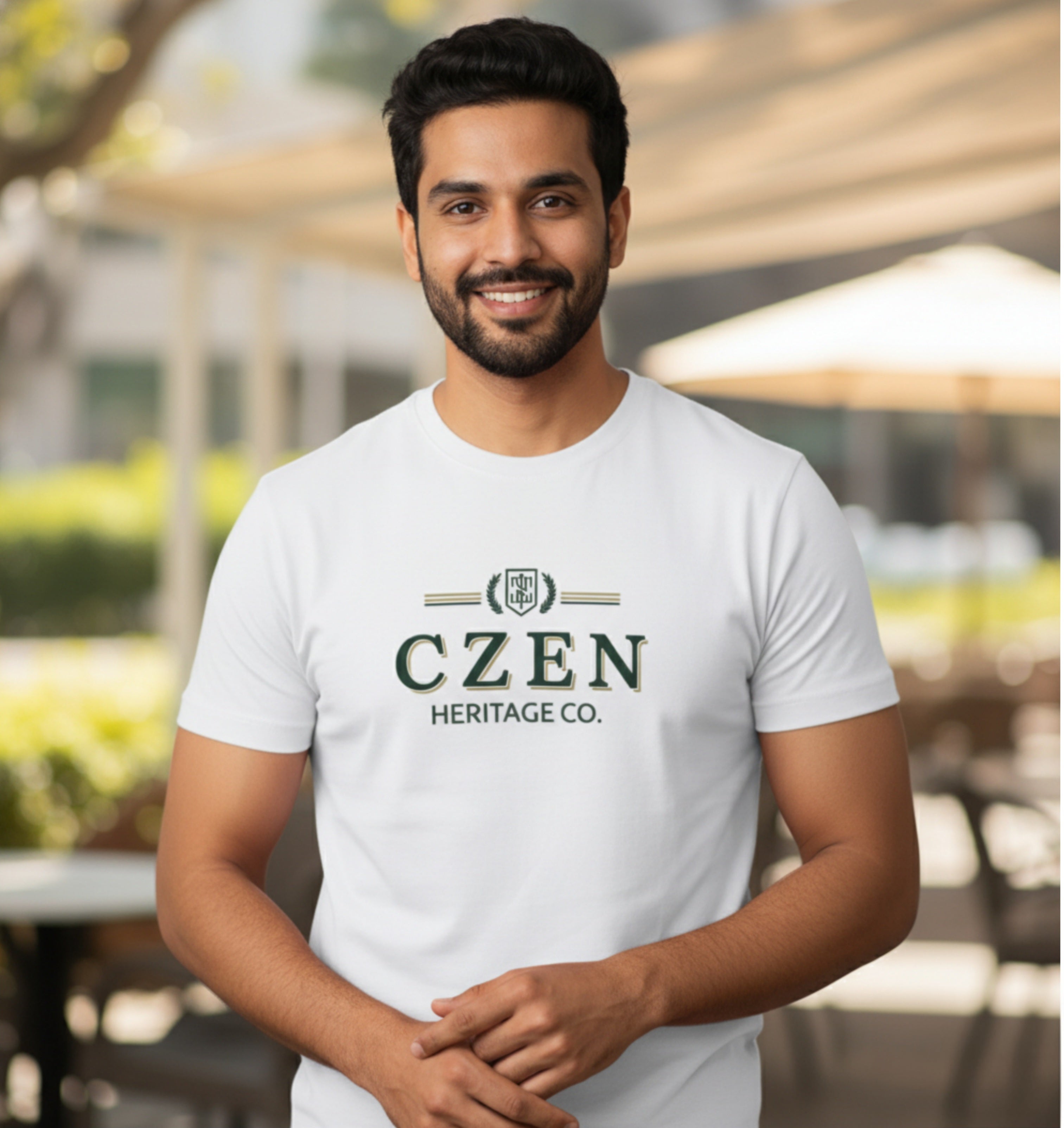 Czen Signature Logo Printed White T-Shirt - Premium Cotton (210 GSM)