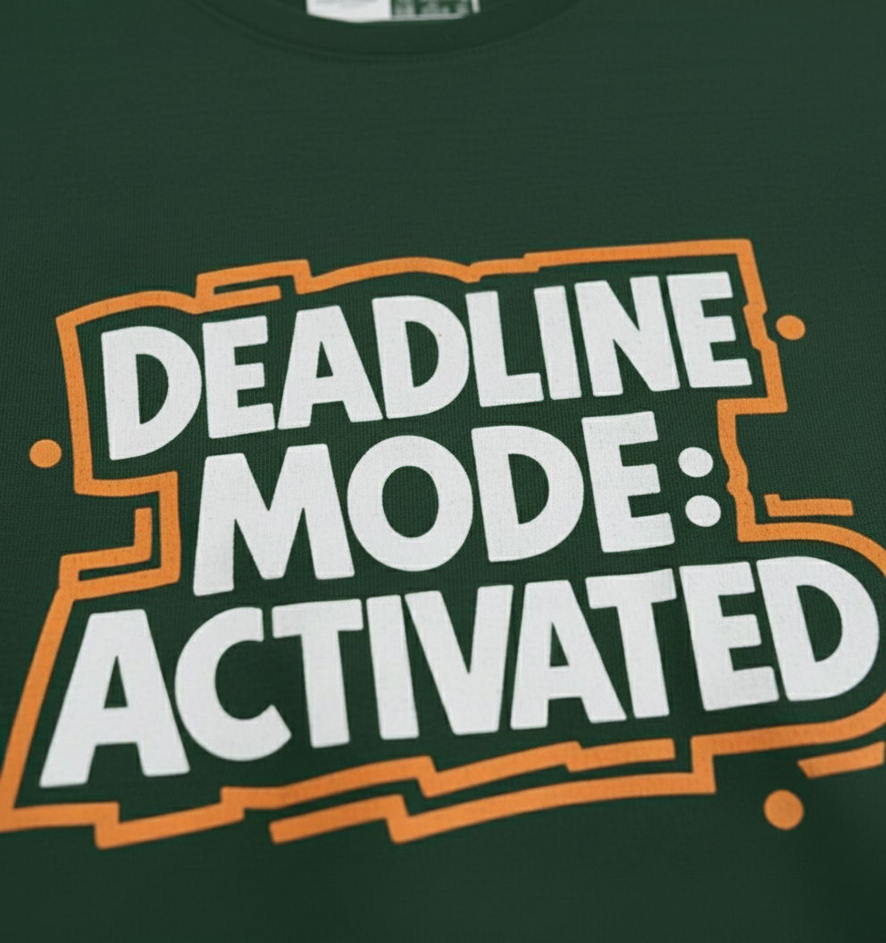 Deadline Mode Printed Green T-Shirt - Premium Cotton (220 GSM)