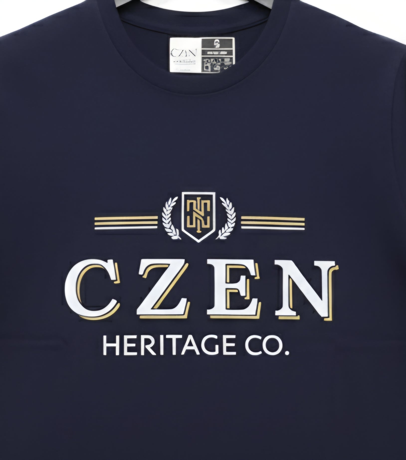 Czen Signature Logo Printed Navy T-Shirt - Premium Cotton (220 GSM)