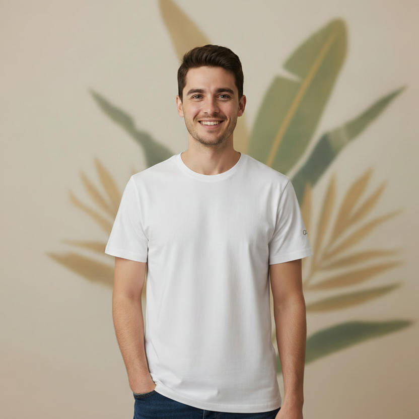 White Plain Solid Men's T-Shirt - Premium Cotton (220 GSM)