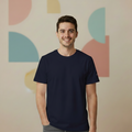Navy Plain Solid Men's T-Shirt - Premium Cotton (220 GSM)