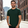 Green Plain Solid Men's Tshirt - Premium Cotton (220 GSM)