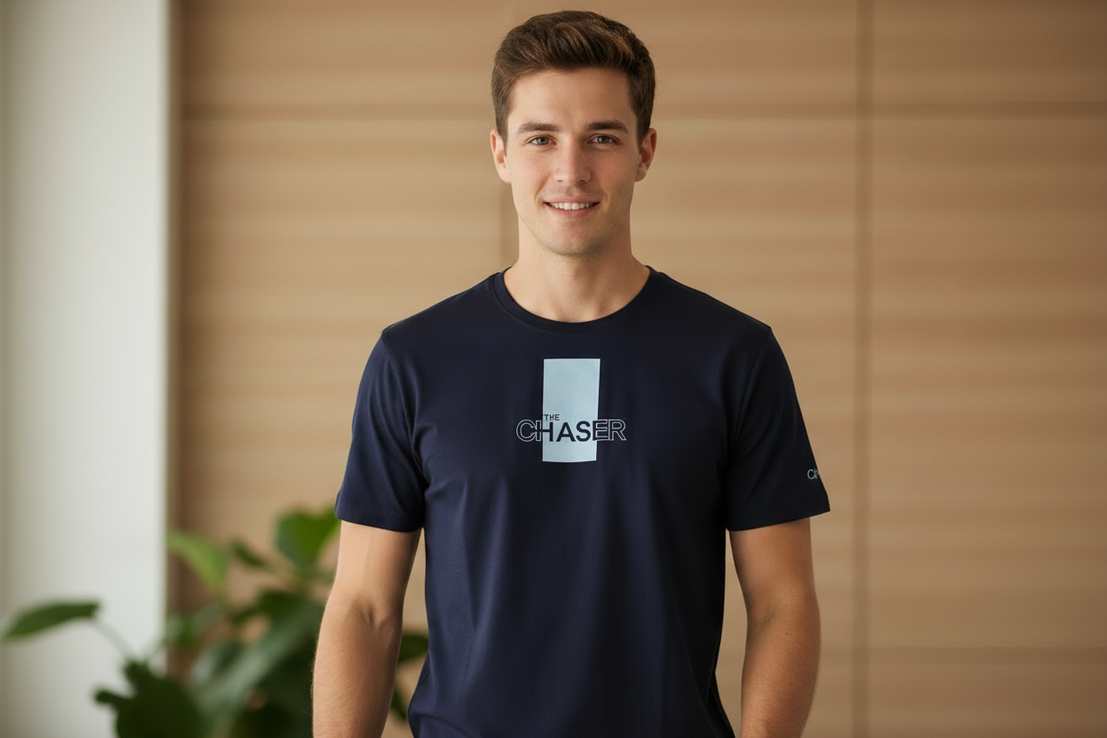 Chaser Printed Navy Men's T-Shirt - Premium Cotton (220 GSM)
