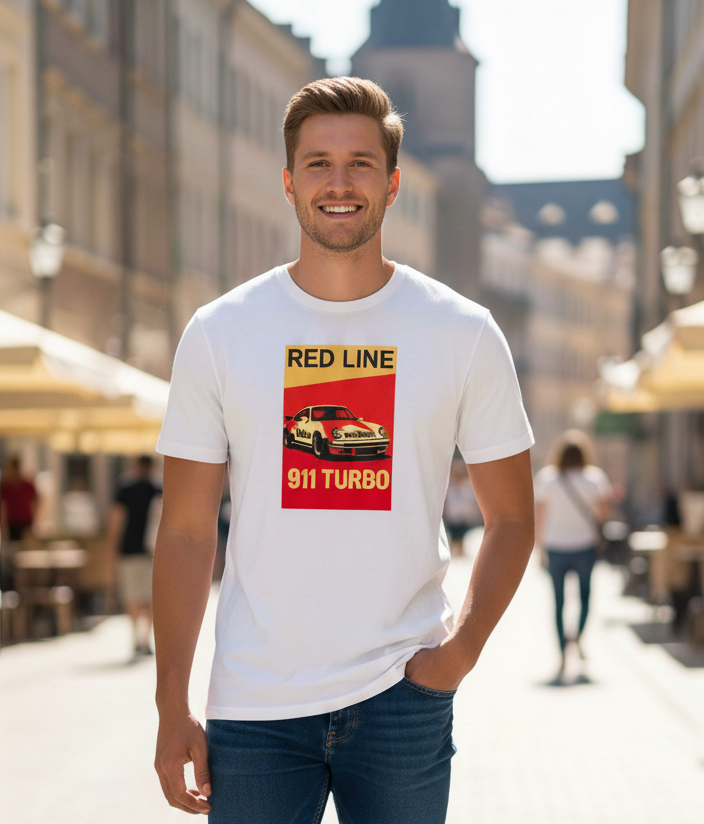 911 Porsche Printed White T-Shirt - Premium Cotton (220 GSM)