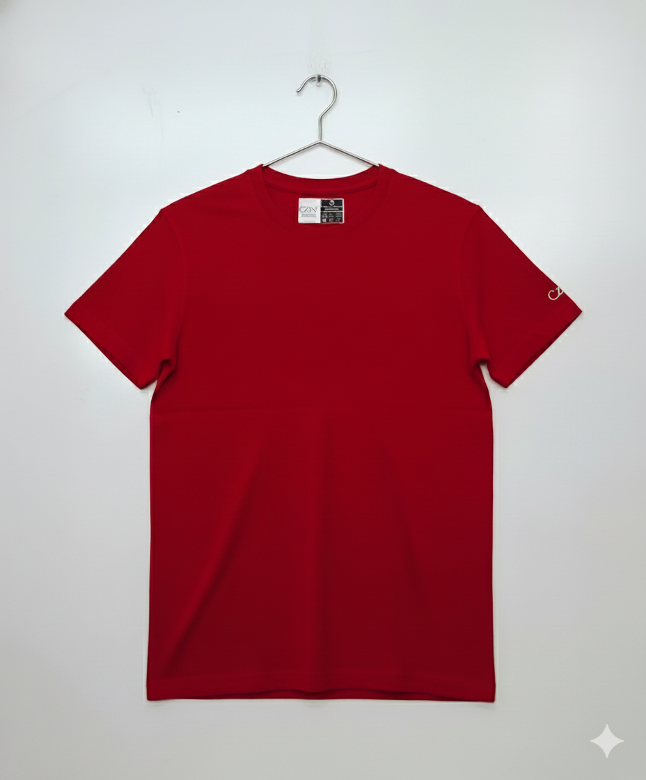 Red Plain Solid Men's T-Shirt - Premium Cotton (220 GSM)