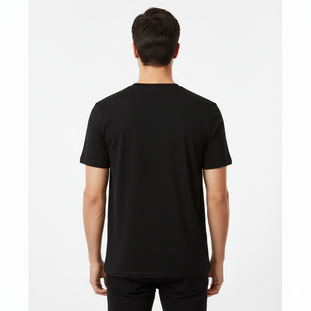 Men's Black Solid Cotton Classic Fit Tshirt - Premium Cotton (220 GSM)