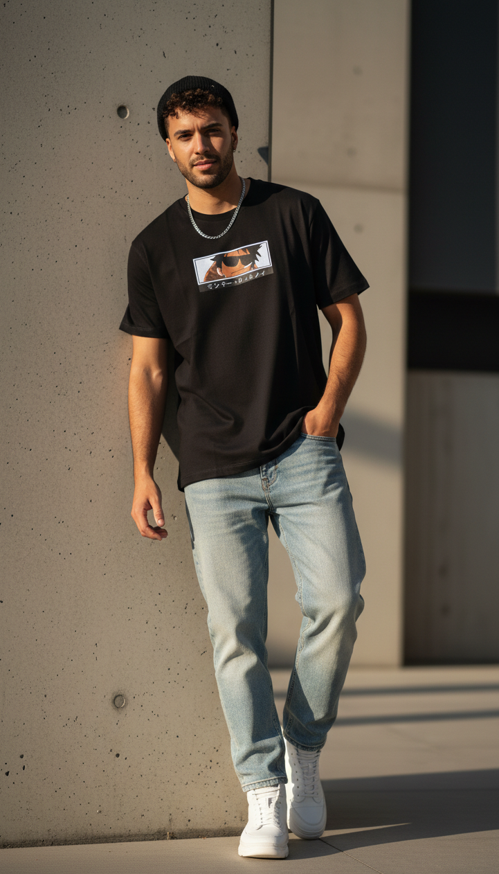 Goku printed black men's t-shirt - Premium Cotton (220 GSM)